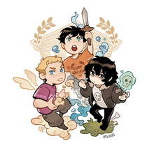 Load image into Gallery viewer, PJO Big Three stickers + postcards
